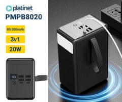 Platinet Powerbank, 80.000 mAh, 4xUSB-A, 2xUSB-C, LED svjetlo (PMPB8020)