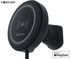 Forever MACH-300 auto držač/punjač, 2u1, 15W bežično punjenje, 360°, MagSafe, USB-C, crni