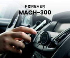 Forever MACH-300 auto držač/punjač, 2u1, 15W bežično punjenje, 360°, MagSafe, USB-C, crni