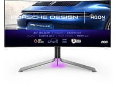 AOC Agon Pro PD34 Porsche Design gaming monitor, 34, UWQHD, 1800R (PD34)