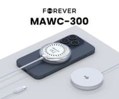 Forever MAWC-300 bežični punjač, 15W, MagSafe, USB-C, kabel 100cm, bijeli