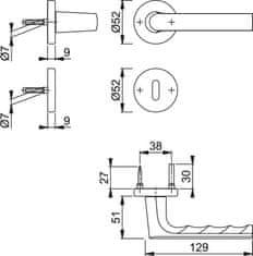 Hoppe Hamburg 1700/42KB/42KBS F1 OB aluminijska unutarnja ručka i rozeta