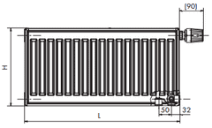 Korado radijator KV 22/600/1800, s ugrađenim ventilom