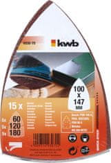 KWB samoljepljivi brusni papir za drvo i metal, 15 komada različite granulacije (493070)