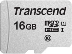Transcend memorijska kartica microSDHC 16GB 300 S, 95/45 MB/s, C10, UHS-I Speed Class 3 (U3), adapter