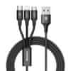 Rapid 3u1 kabel za napajanje za Micro USB, Lightning, Type-C 3A / 1,2m, crni CAMLT-SU01