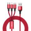 Rapid 3u1 kabel za napajanje za Micro USB, Lightning, Type-C 3A / 1,2m, crveni CAMLT-SU09