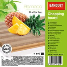 Banquet Brillante Bamboo drvena daska za rezanje s ručkama, 33 x 25 x 1,5 cm