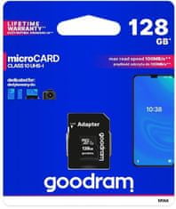 GoodRam memorijska kartica microSD 128GB 100MB/s + SD adapter (500306)