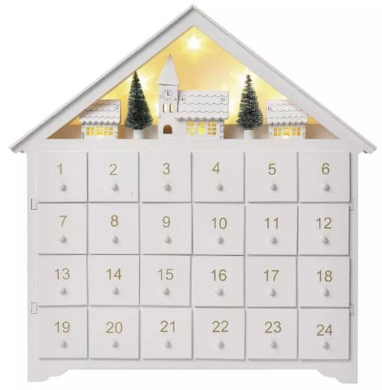 EMOS LED adventski kalendar , 33x35 cm, 2x AA, unutarnji, toplo bijela B