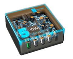 CellularLine Multipower 5 Fast punjač, 5-port, 4 x USB, 1 x USB-C, 60 W