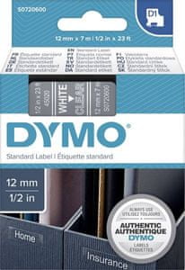   Dymo D1 45020 traka, 12 mm x 7 m, bijela / prozirna 