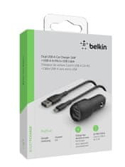 Belkin punjač za automobil, 2x USB-A, 24 W