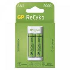 GP Punjač baterija Eco E21 + punjive baterije ReCyko 2000, 2 x AA