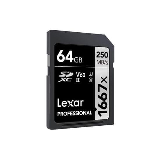 Lexar SDXC memorijska kartica, 64GB UHS-II V60 (R:250/W:120MB/s)