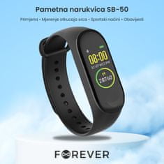 Forever FitBand SB-50 pametna narukvica, Bluetooth 5.0, aplikacija, vodootporna IP65, crna