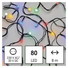 EMOS LED božićni cherry lanac, kuglice, 8 m, vanjski/unutarnji, višebojni, programi