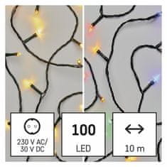 EMOS LED božićni lanac 2u1, 10 m, vanjski i unutarnji, toplo bijeli/višebojni, programi