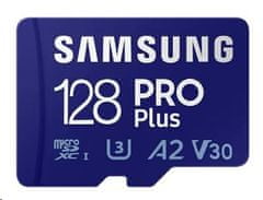 Samsung Micro SDXC memorijska kartica, 128 GB Pro Plus, U3, V30, A2, UHS-I + SD adapter