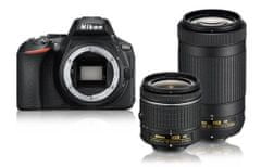 Nikon D5600 set s dva objektiva 18-55VR, 70-300VR, 58 mm UV filterom, SDHC karticom 64 GB, torbicom (VBA500K004KIT64)