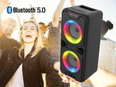 Manta SPK816 prijenosni zvučnik, karaoke zvučni sustav, ugrađena baterija, Bluetooth 5.0, Disco LED svjetla, crna (MAN-SPK816)