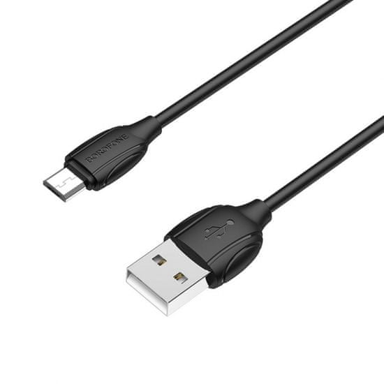 Borofone X19 podatkovni kabel, MicroUSB-USB, 1 m, 2.4 A, crni