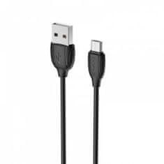 Borofone X19 podatkovni kabel, MicroUSB-USB, 1 m, 2.4 A, crni