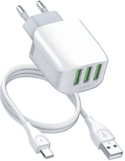 Moye Voltaic punjač, 3x USB, 5V/3.4A, 17W, z USB-C kablom, bijela