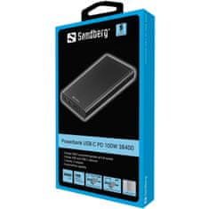 Sandberg Powerbank PowerDelivery prijenosna baterija, USB-C, 100W, 38.400 mAh, crna (420-63)