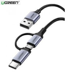 Ugreen kabel USB-A na Micro USB i USB-C, pleten, 1 m (30875)