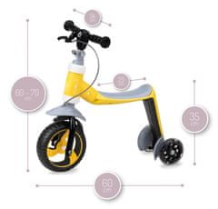 MoMi ELIOS 2u1 bicikl bez pedala i romobil, žuti