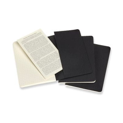 Cahier Journals set džepnih bilježnica, točkice, meki uvez crni