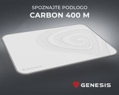 Genesis Carbon 400 M Logo gaming podloga, vodootporna, glatka površina, zaštićeni rubovi, neklizajuća, 350x250 mm, bijela