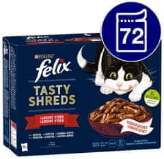 Felix Tasty Shreds izbor s govedinom, piletinom, patkom, puretinom u soku, 72 x 80 g