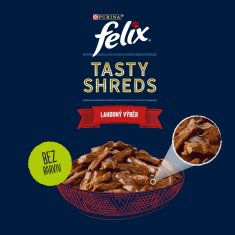 Felix Tasty Shreds izbor s govedinom, piletinom, patkom, puretinom u soku, 72 x 80 g