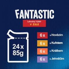 Felix hrana za mačke Fantastic piletina, govedina, zec, janjetina u želeu, 96 x 85 g