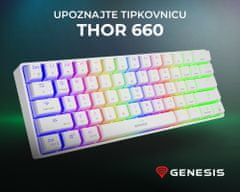 Genesis Thor 660 gaming tipkovnica, mehanička, USB-C, Bluetooth, RGB LED, bijela