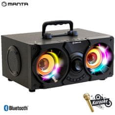 Manta MMS10 karaoke zvučni sustav, prijenosni, BT 5.0, 40W, STEREO 2.2, TWS, RGB LED, FM, USB/microSD/AUX, crna