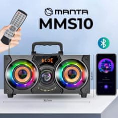 Manta MMS10 karaoke zvučni sustav, prijenosni, BT 5.0, 40W, STEREO 2.2, TWS, RGB LED, FM, USB/microSD/AUX, crna