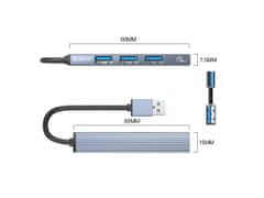 Orico AH-A13 USB Hub sa 4 ulaza, Alu, 0,15 m, siva (AH-A13-GY-BP)