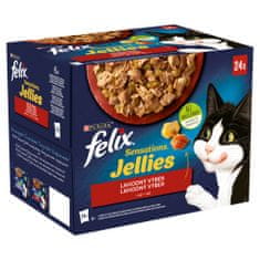 Felix Sensations Jellies govedina s rajčicom, piletina s mrkvom, patka, janjetina u želeu, 96 x 85 g