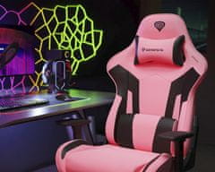 Genesis Nitro 720 gaming stolica, ergonomska, podesiva, 3D nasloni, CareGlide kotači, ružičasto-crna