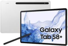 Samsung Galaxy Tab S8+ tablet (X800), 128 GB, Wi-Fi, srebrna + futrola s tipkovnicom