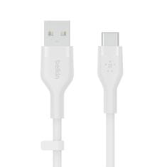 Belkin kabel, USB-C, USB-A, silikonski, 3m, bijela (CAB008bt3MWH)
